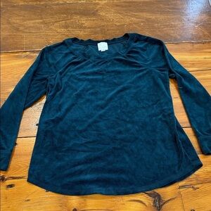 Sunday Dark Teal Green Women's Velour Sweater Top Short Size Medium